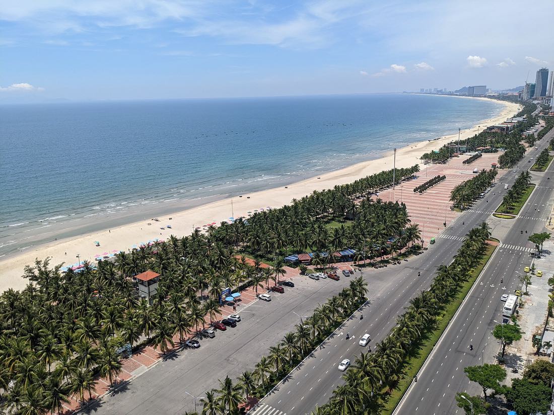 The palm-backed coast north of Da Nang, where the Mikazuki resort water park sits