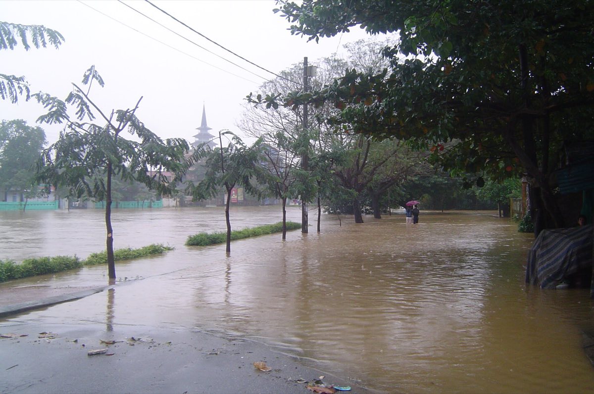 A flooded street in central Vietnam during the monsoon
